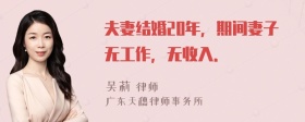 夫妻结婚20年，期间妻子无工作，无收入．