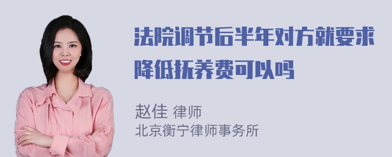 法院调节后半年对方就要求降低抚养费可以吗