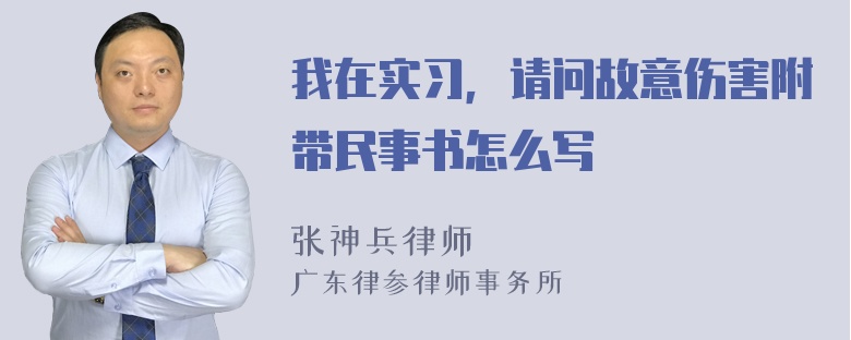 我在实习，请问故意伤害附带民事书怎么写