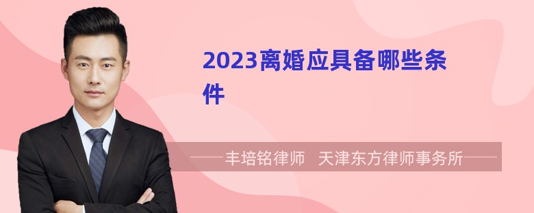 2023离婚应具备哪些条件