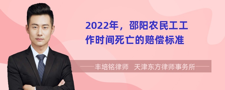 2022年，邵阳农民工工作时间死亡的赔偿标准