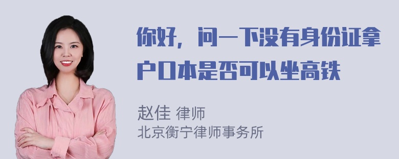 你好，问一下没有身份证拿户口本是否可以坐高铁