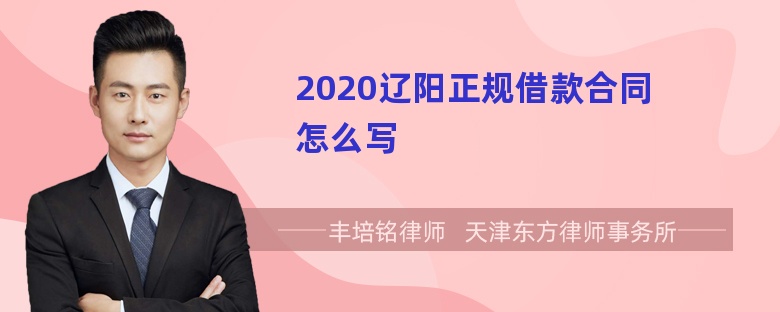 2020辽阳正规借款合同怎么写