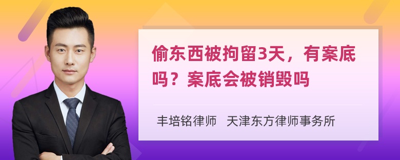 偷东西被拘留3天，有案底吗？案底会被销毁吗