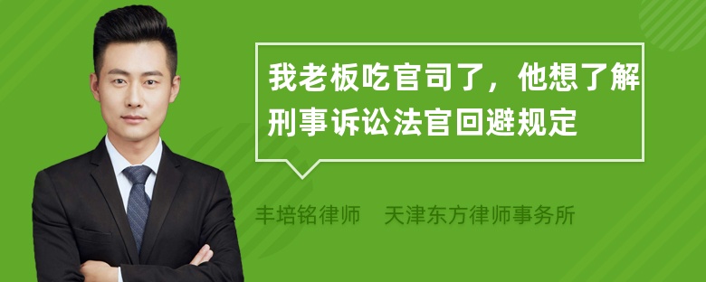 我老板吃官司了，他想了解刑事诉讼法官回避规定