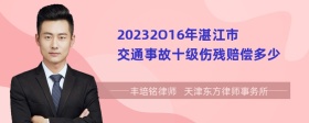 20232O16年湛江市交通事故十级伤残赔偿多少