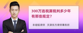 300万逃税漏税判多少年有那些规定？