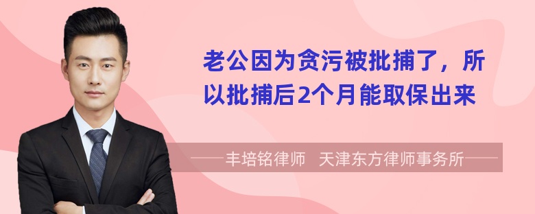 老公因为贪污被批捕了，所以批捕后2个月能取保出来