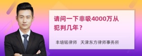 请问一下非吸4000万从犯判几年？