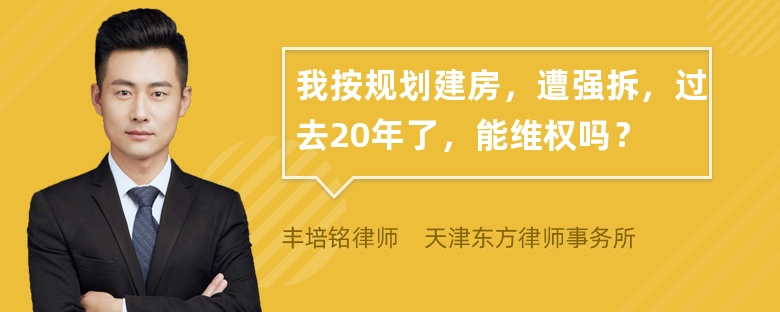 我按规划建房，遭强拆，过去20年了，能维权吗？