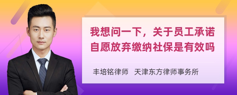 我想问一下，关于员工承诺自愿放弃缴纳社保是有效吗