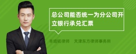 总公司能否统一为分公司开立银行承兑汇票