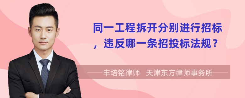 同一工程拆开分别进行招标，违反哪一条招投标法规？