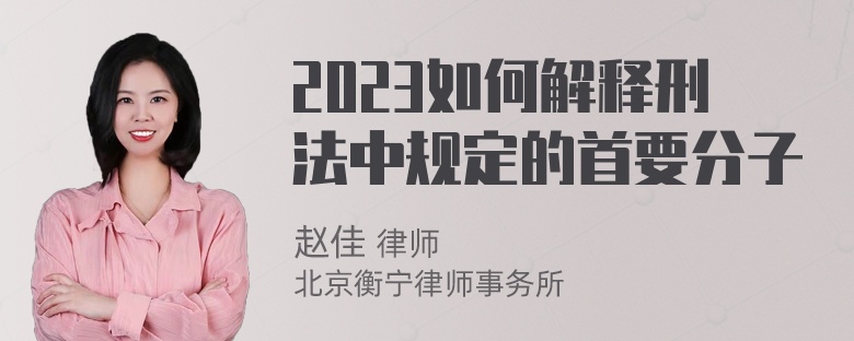 2023如何解释刑法中规定的首要分子