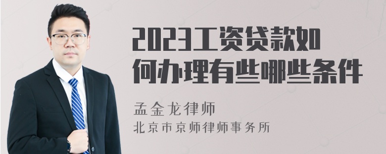 2023工资贷款如何办理有些哪些条件