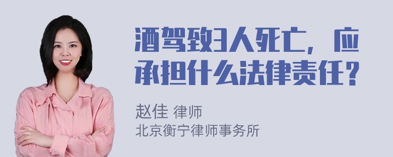 酒驾致3人死亡，应承担什么法律责任？