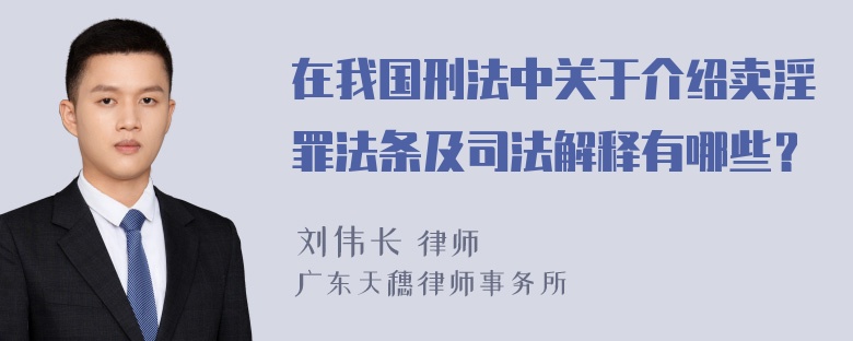 在我国刑法中关于介绍卖淫罪法条及司法解释有哪些？