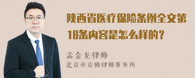 陕西省医疗保险条例全文第18条内容是怎么样的？