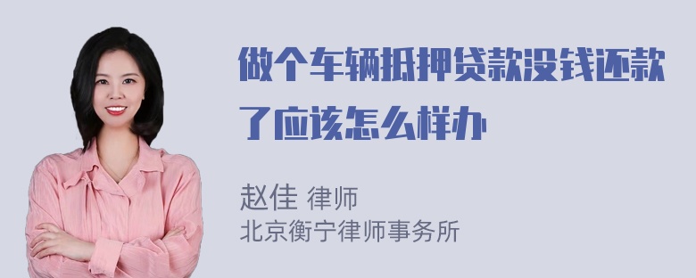 做个车辆抵押贷款没钱还款了应该怎么样办