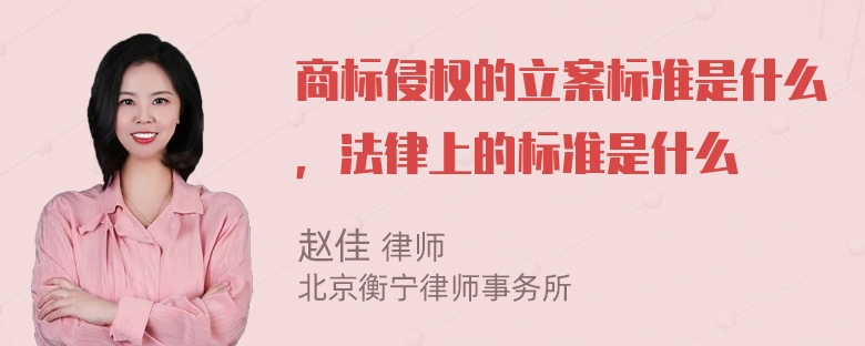 商标侵权的立案标准是什么，法律上的标准是什么