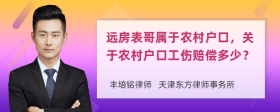 远房表哥属于农村户口，关于农村户口工伤赔偿多少？