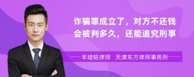 诈骗罪成立了，对方不还钱会被判多久，还能追究刑事