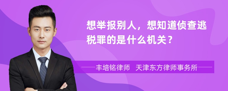 想举报别人，想知道侦查逃税罪的是什么机关？