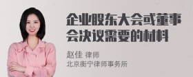 企业股东大会或董事会决议需要的材料