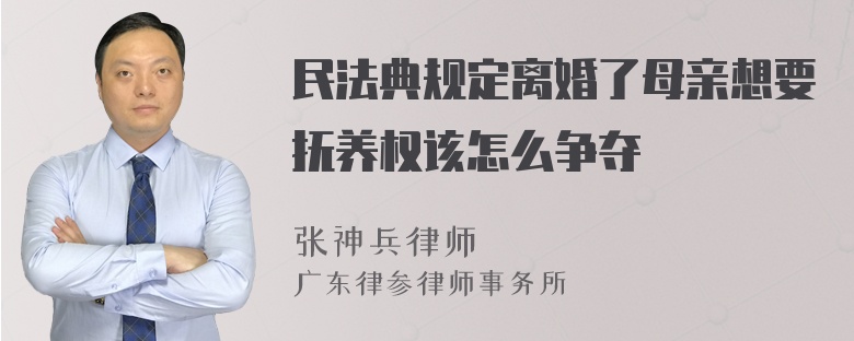 民法典规定离婚了母亲想要抚养权该怎么争夺