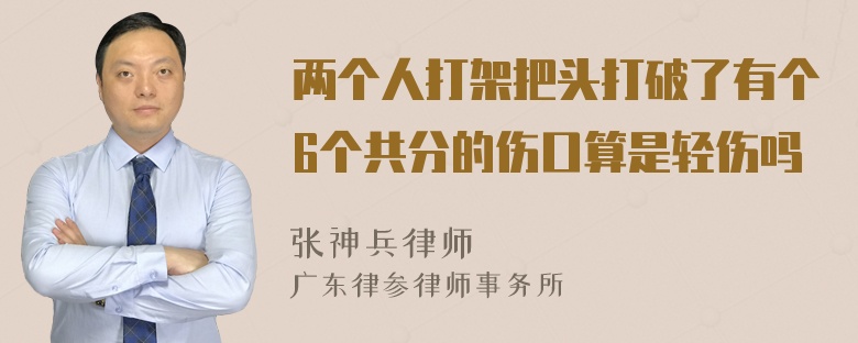 两个人打架把头打破了有个6个共分的伤口算是轻伤吗