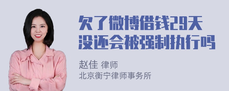 欠了微博借钱29天没还会被强制执行吗