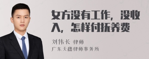 女方没有工作，没收入，怎样付抚养费