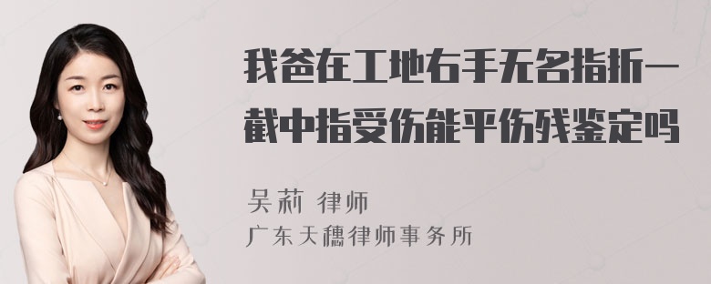 我爸在工地右手无名指折一截中指受伤能平伤残鉴定吗