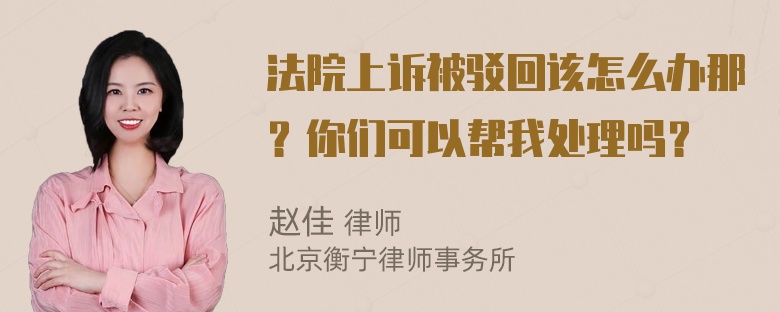 法院上诉被驳回该怎么办那？你们可以帮我处理吗？