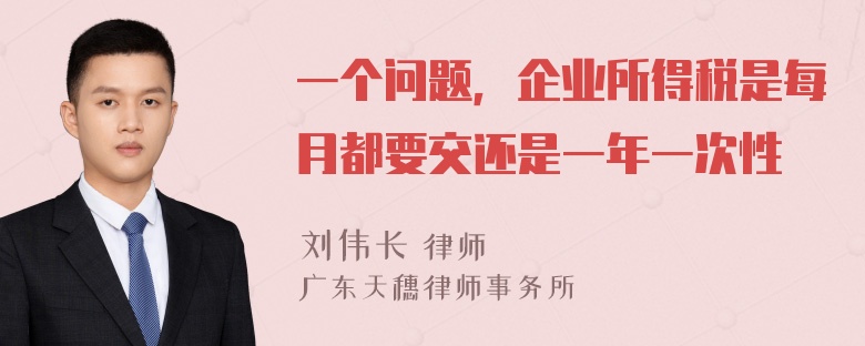 一个问题，企业所得税是每月都要交还是一年一次性