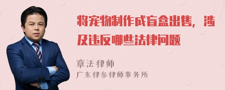 将宠物制作成盲盒出售，涉及违反哪些法律问题