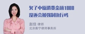 欠了中原消费金融1000没还会被强制执行吗