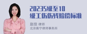 20235级至10级工伤伤残赔偿标准