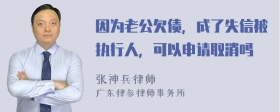 因为老公欠债，成了失信被执行人，可以申请取消吗