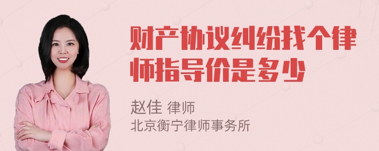 财产协议纠纷找个律师指导价是多少