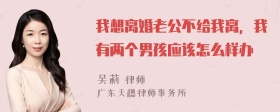 我想离婚老公不给我离，我有两个男孩应该怎么样办