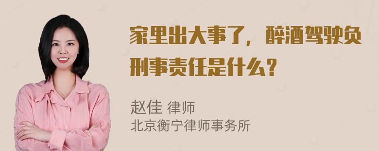 家里出大事了，醉酒驾驶负刑事责任是什么？