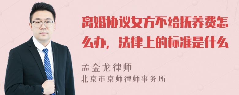 离婚协议女方不给抚养费怎么办，法律上的标准是什么