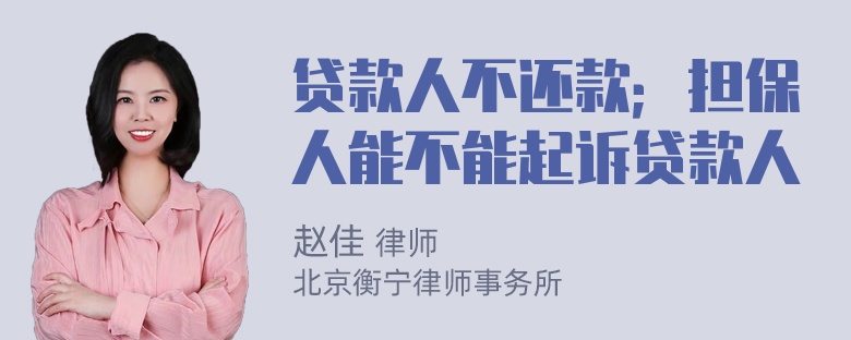 贷款人不还款；担保人能不能起诉贷款人