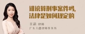 诽谤算刑事案件吗，法律是如何规定的