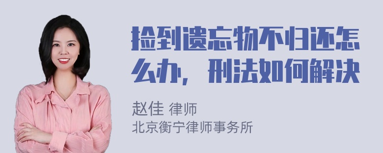 捡到遗忘物不归还怎么办，刑法如何解决