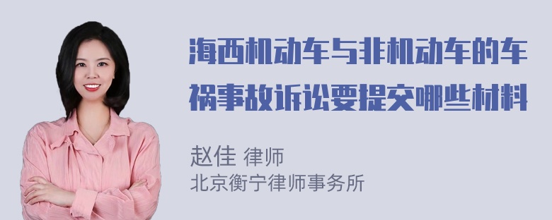 海西机动车与非机动车的车祸事故诉讼要提交哪些材料