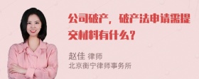 公司破产，破产法申请需提交材料有什么？