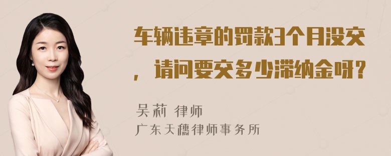 车辆违章的罚款3个月没交，请问要交多少滞纳金呀？