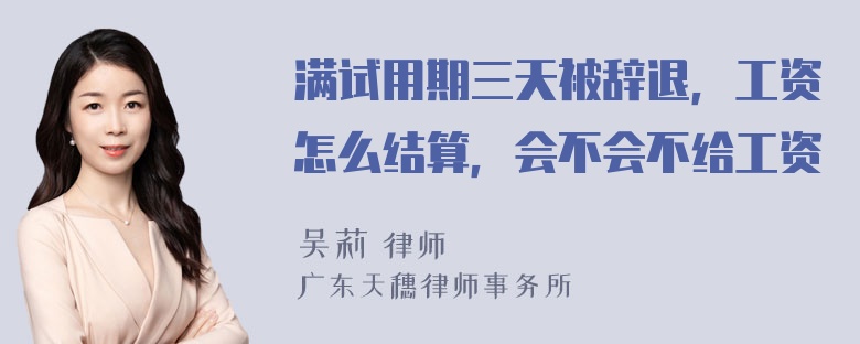 满试用期三天被辞退，工资怎么结算，会不会不给工资